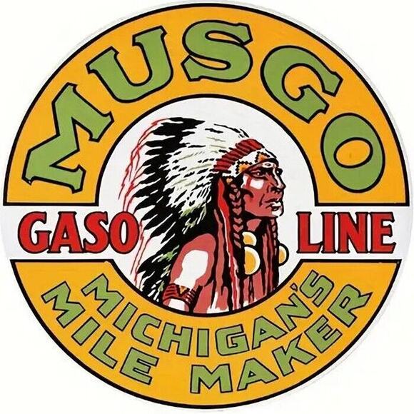 Metal Tin Sign • Petroliana • Musgo Gasoline Michigan • Indian Chief • 8"x8" - Picture 4 of 7